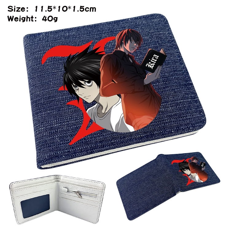 Death note Anime Peripheral Denim Folding Wallet 11.5X10X1.5CM 40g