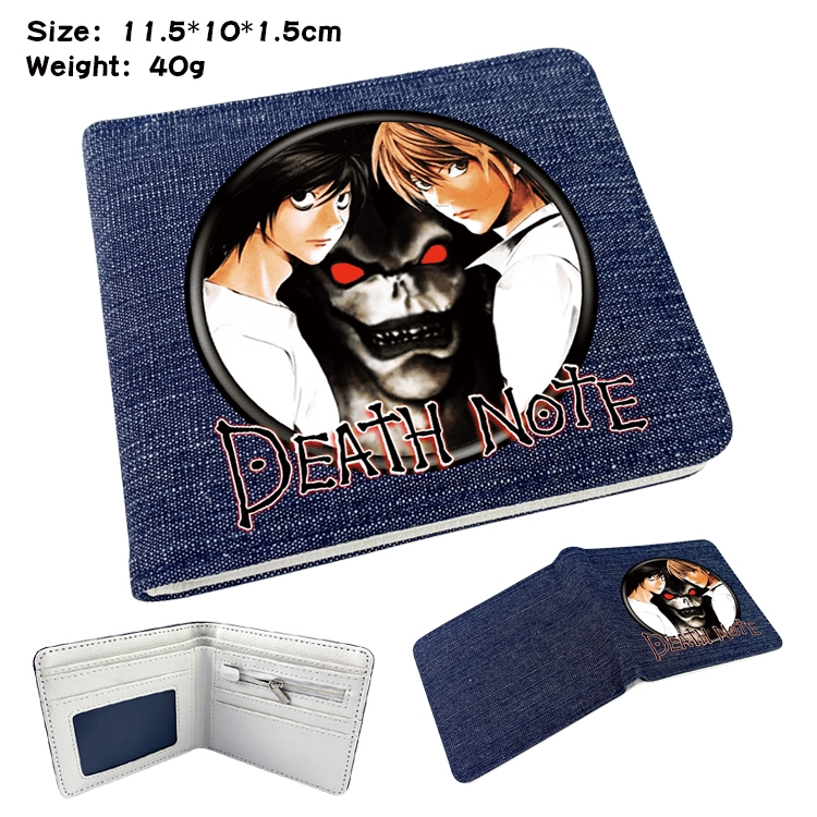 Death note Anime Peripheral Denim Folding Wallet 11.5X10X1.5CM 40g