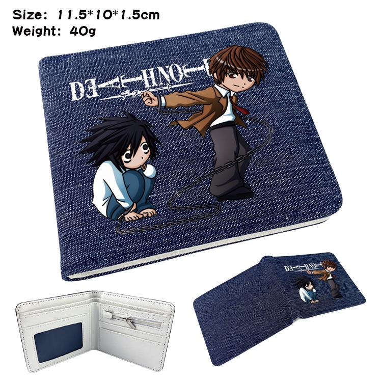 Death note Anime Peripheral Denim Folding Wallet 11.5X10X1.5CM 40g