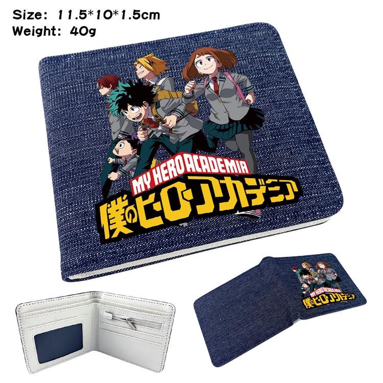 My Hero Academia Anime Peripheral Denim Folding Wallet 11.5X10X1.5CM 40g