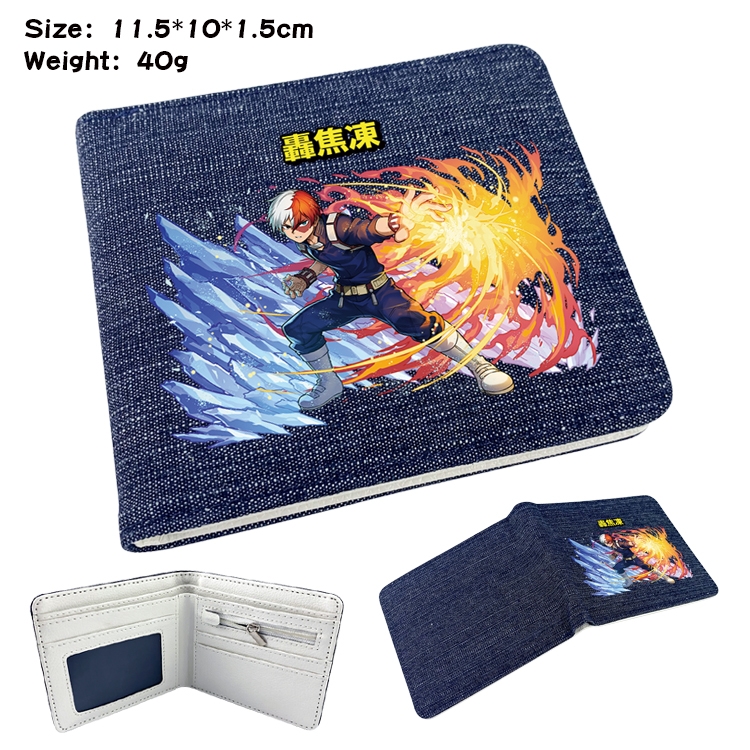 My Hero Academia Anime Peripheral Denim Folding Wallet 11.5X10X1.5CM 40g