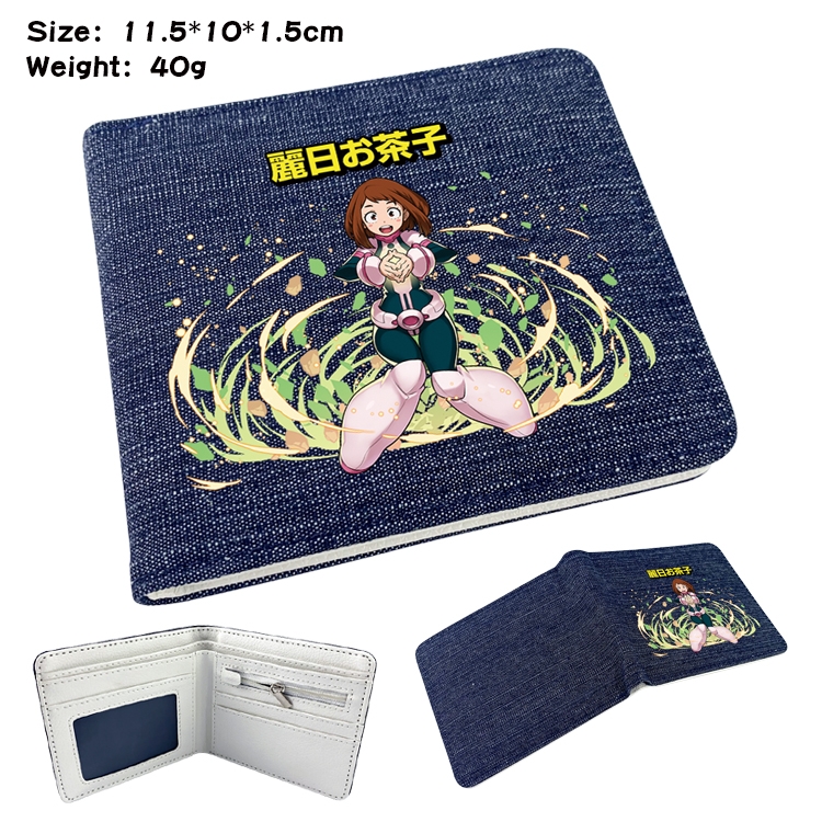 My Hero Academia Anime Peripheral Denim Folding Wallet 11.5X10X1.5CM 40g