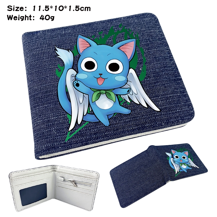 Fairy tail Anime Peripheral Denim Folding Wallet 11.5X10X1.5CM 40g
