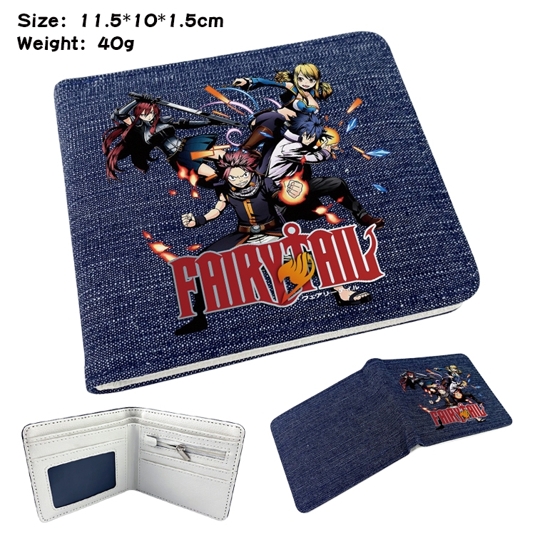 Fairy tail Anime Peripheral Denim Folding Wallet 11.5X10X1.5CM 40g