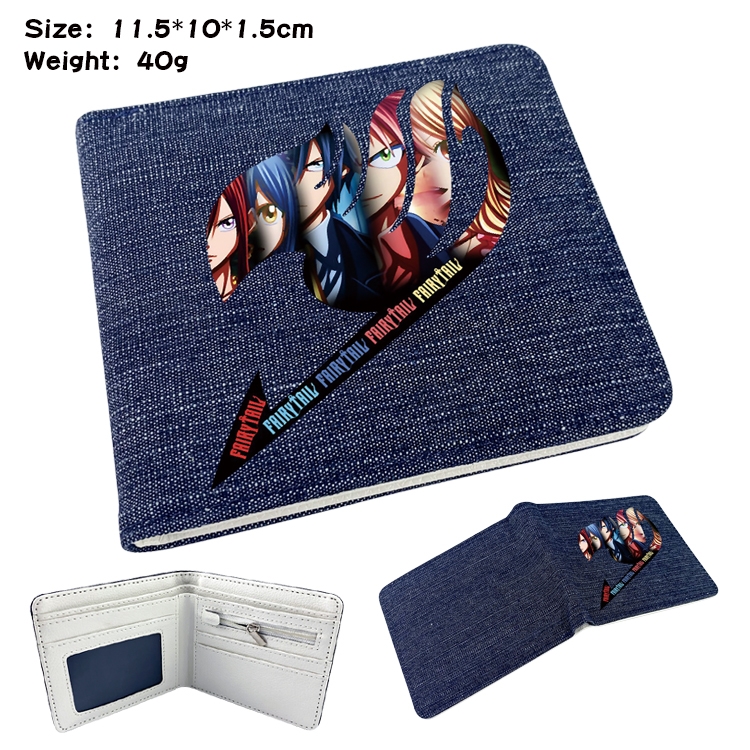 Fairy tail Anime Peripheral Denim Folding Wallet 11.5X10X1.5CM 40g