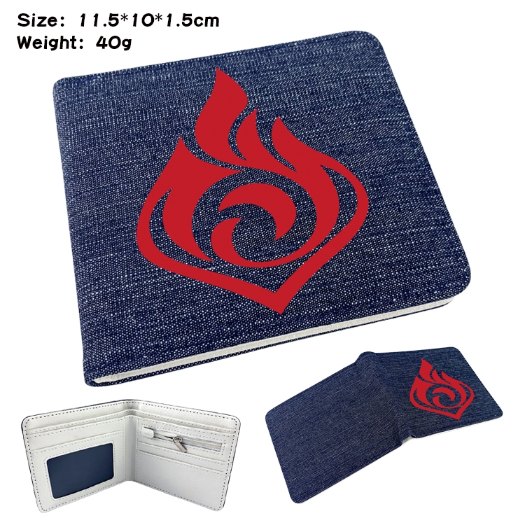 Genshin Impact Anime Peripheral Denim Folding Wallet 11.5X10X1.5CM 40g