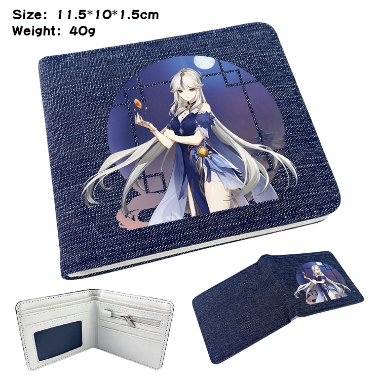 Genshin Impact Anime Peripheral Denim Folding Wallet 11.5X10X1.5CM 40g