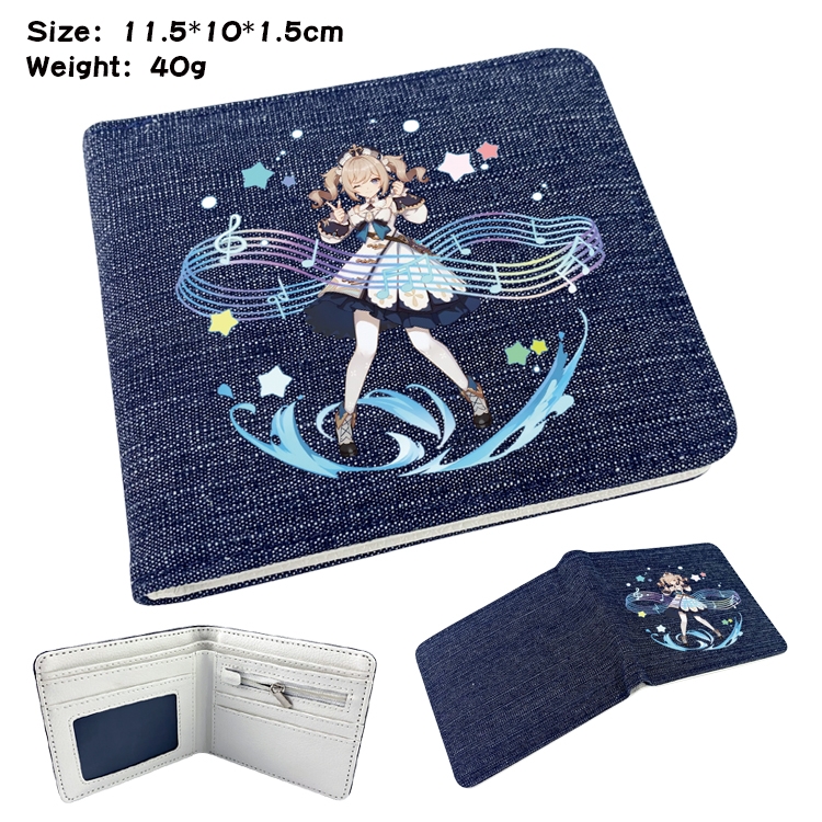Genshin Impact Anime Peripheral Denim Folding Wallet 11.5X10X1.5CM 40g