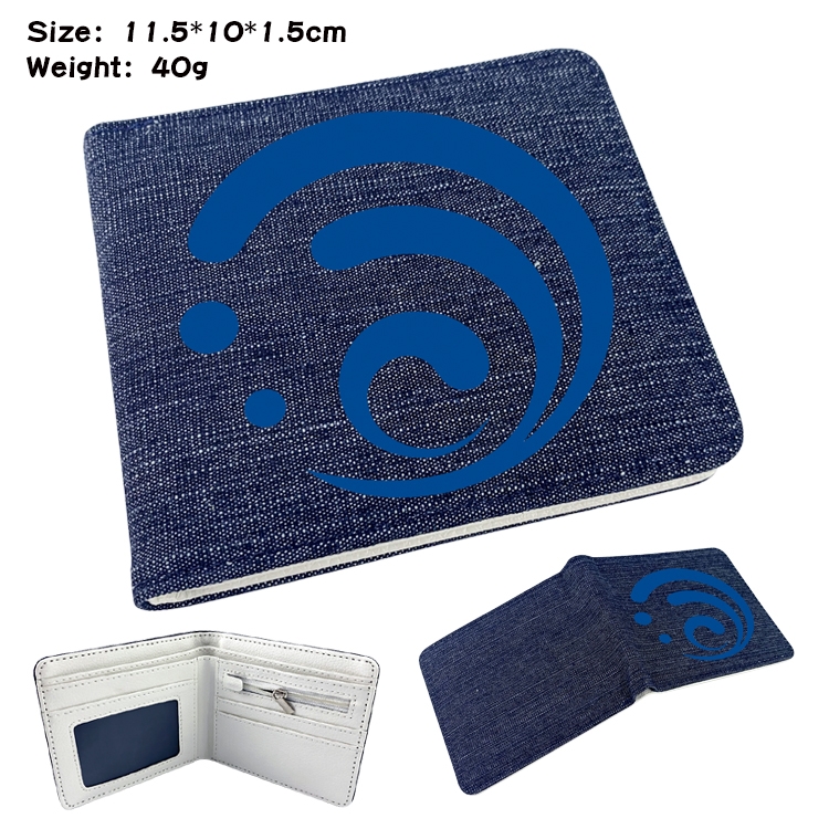 Genshin Impact Anime Peripheral Denim Folding Wallet 11.5X10X1.5CM 40g