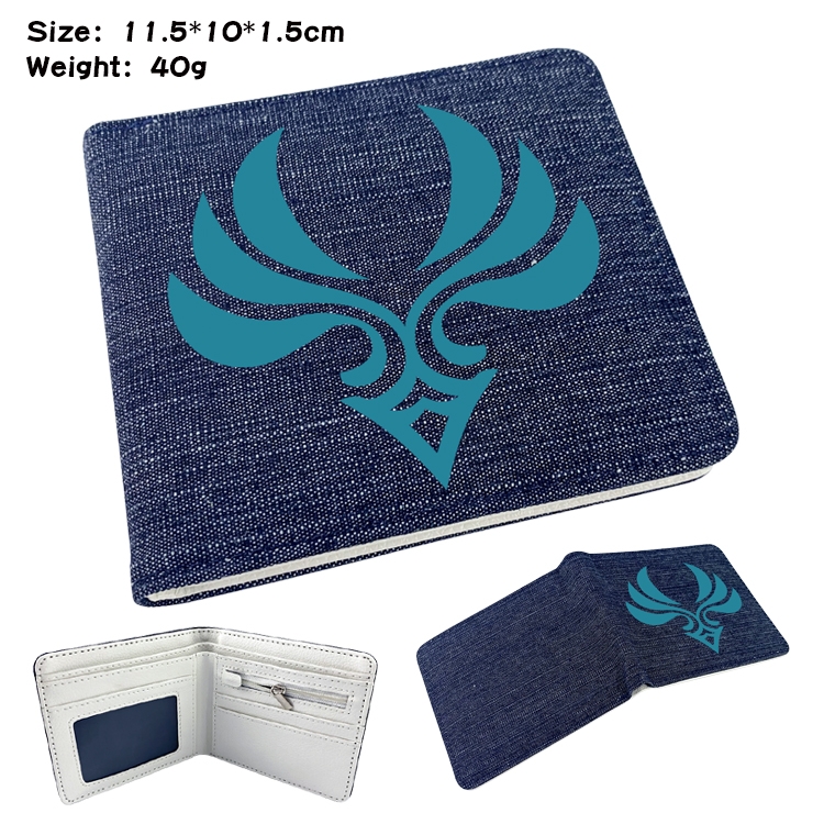 Genshin Impact Anime Peripheral Denim Folding Wallet 11.5X10X1.5CM 40g