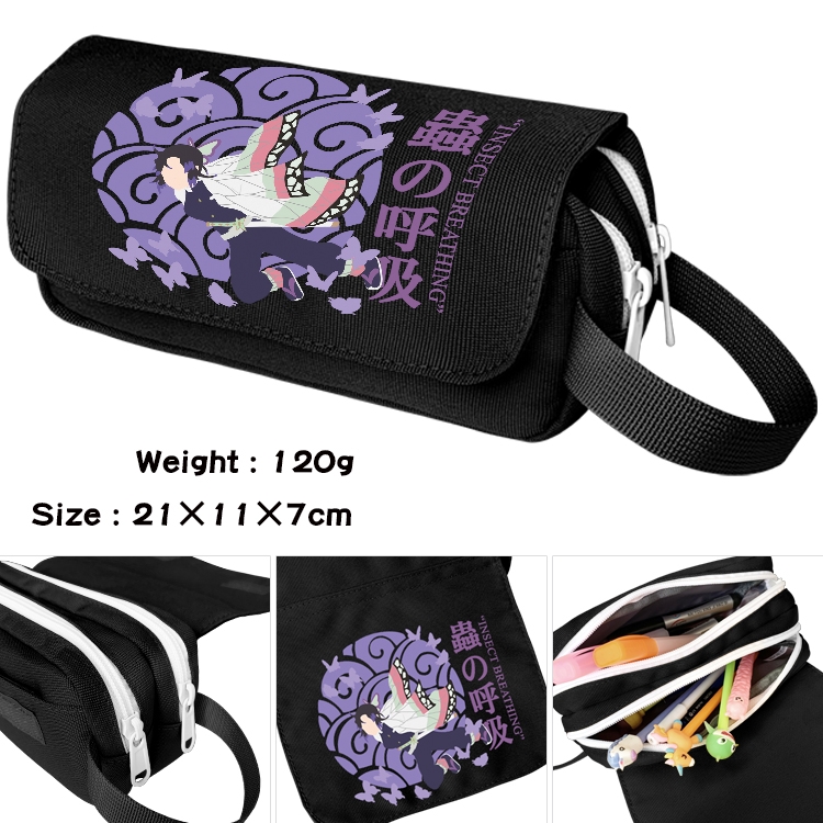 Demon Slayer Kimets Anime Multifunctional Waterproof Canvas Portable Pencil Bag Cosmetic Bag 20x11x7cm