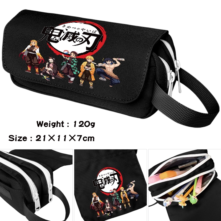 Demon Slayer Kimets Anime Multifunctional Waterproof Canvas Portable Pencil Bag Cosmetic Bag 20x11x7cm