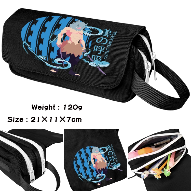 Demon Slayer Kimets Anime Multifunctional Waterproof Canvas Portable Pencil Bag Cosmetic Bag 20x11x7cm