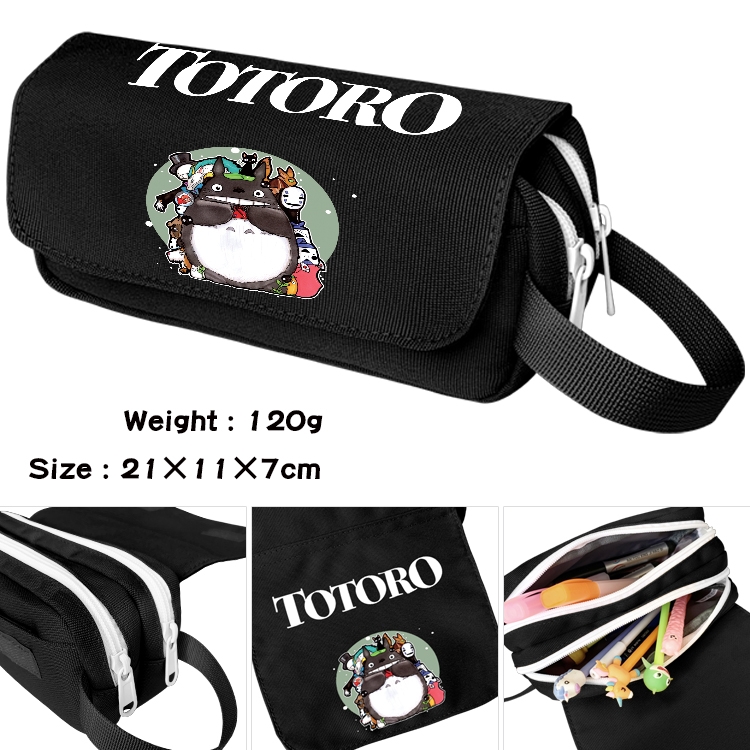TOTORO Anime Multifunctional Waterproof Canvas Portable Pencil Bag Cosmetic Bag 20x11x7cm