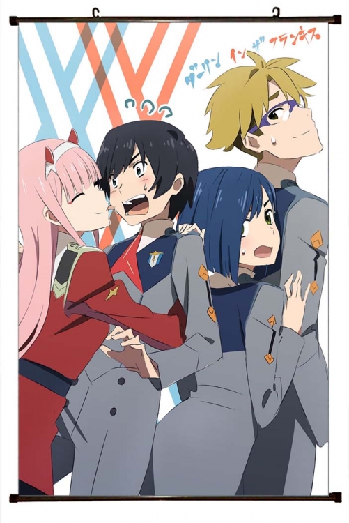 DARLING in the FRANX Anime black Plastic rod Cloth painting Wall Scroll 60X90CM G2-1