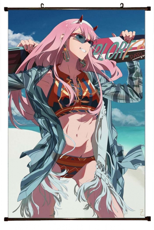 DARLING in the FRANX Anime black Plastic rod Cloth painting Wall Scroll 60X90CM  G2-11