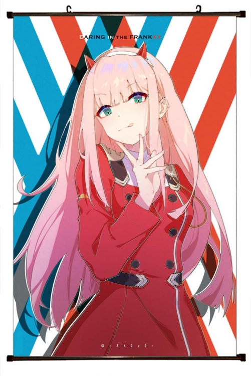 DARLING in the FRANX Anime black Plastic rod Cloth painting Wall Scroll 60X90CM  G2-36