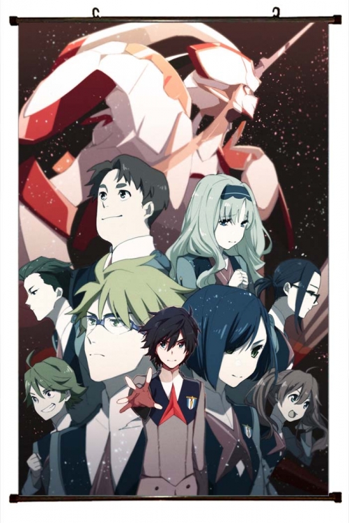 DARLING in the FRANX Anime black Plastic rod Cloth painting Wall Scroll 60X90CM  G2-6