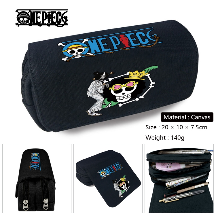 One Piece Anime Multi-Function Double Zipper Canvas Cosmetic Bag Pen Case 20x10x7.5cm
