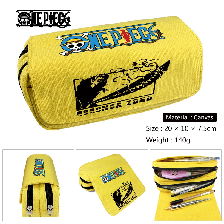 One Piece Anime Multi-Function Double Zipper Canvas Cosmetic Bag Pen Case 20x10x7.5cm