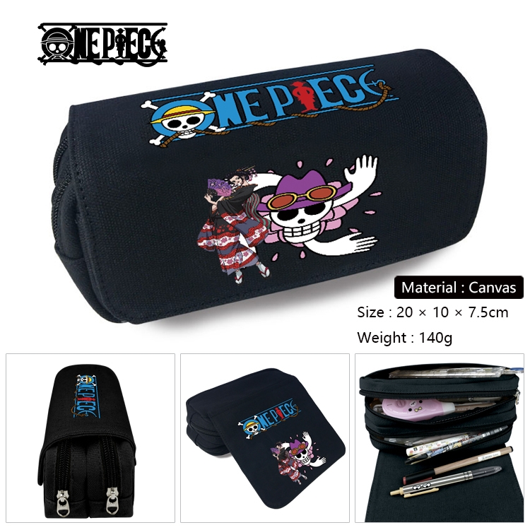 One Piece Anime Multi-Function Double Zipper Canvas Cosmetic Bag Pen Case 20x10x7.5cm