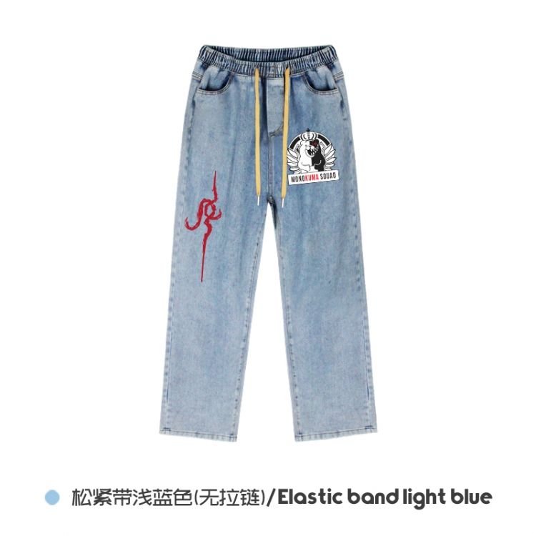 Dangan-Ronpa  Elasticated No-Zip Denim Trousers from M to 3XL NZCK02-5