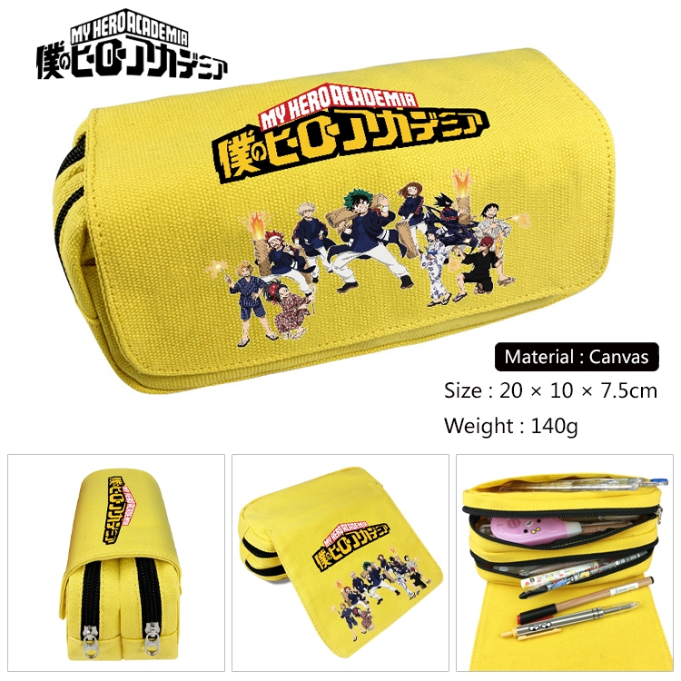 My Hero Academia Anime Multi-Function Double Zipper Canvas Cosmetic Bag Pen Case 20x10x7.5cm