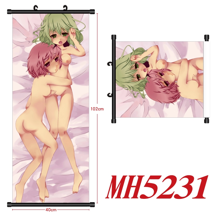 East Anime black Plastic rod Cloth painting Wall Scroll 40X102CM   MH5231