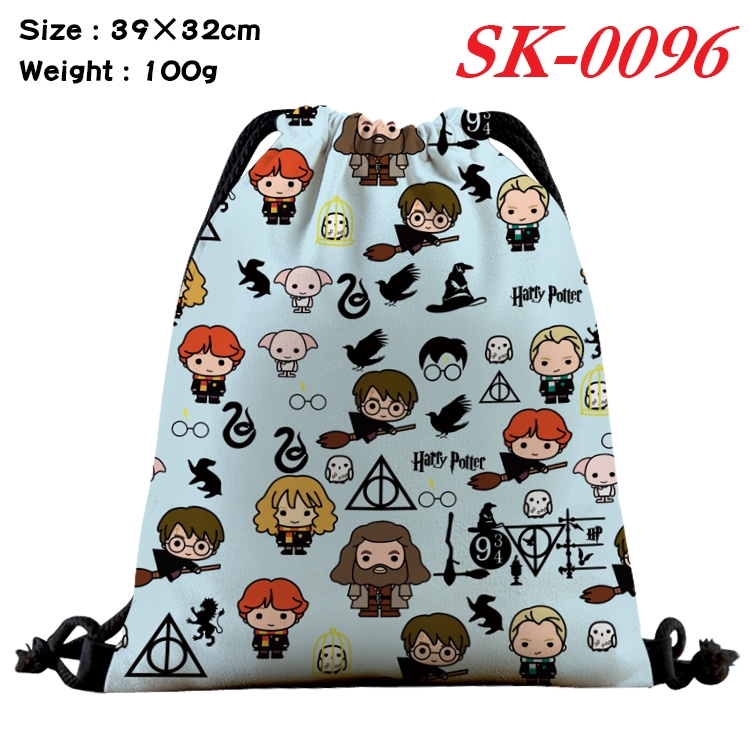 Harry Potter cartoon Waterproof Nylon Full Color Drawstring Pocket 39x32cm  SK-0096