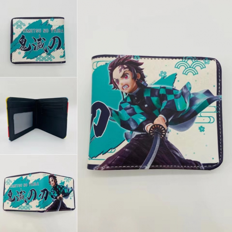 Demon Slayer Kimets Full color  Two fold short card case wallet 11X9.5CM
