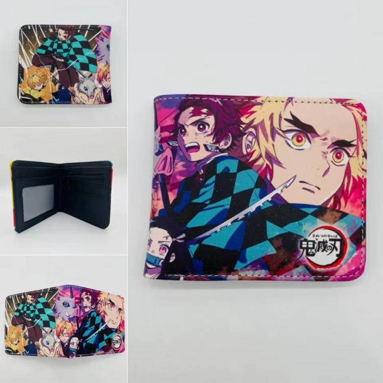 Demon Slayer Kimets Full color  Two fold short card case wallet 11X9.5CM