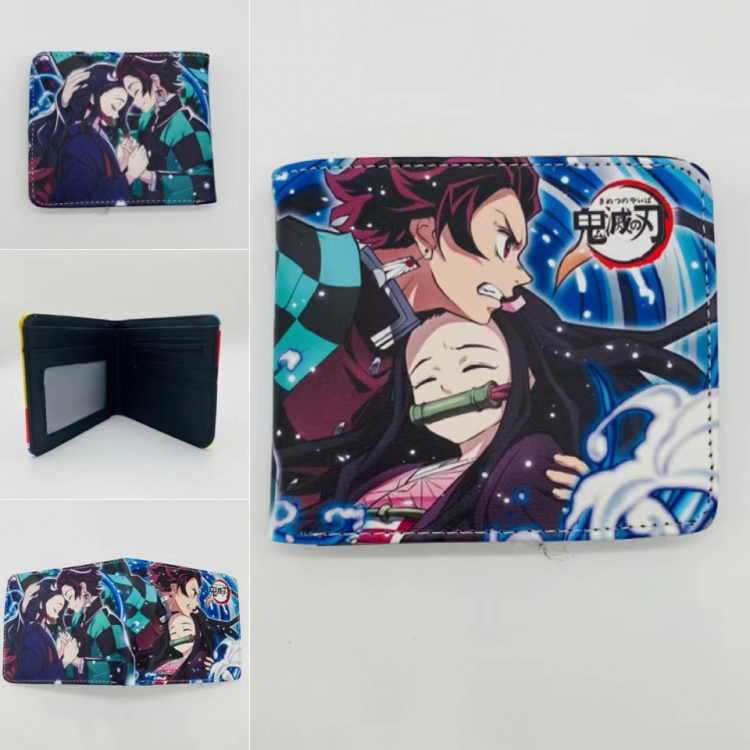 Demon Slayer Kimets Full color  Two fold short card case wallet 11X9.5CM