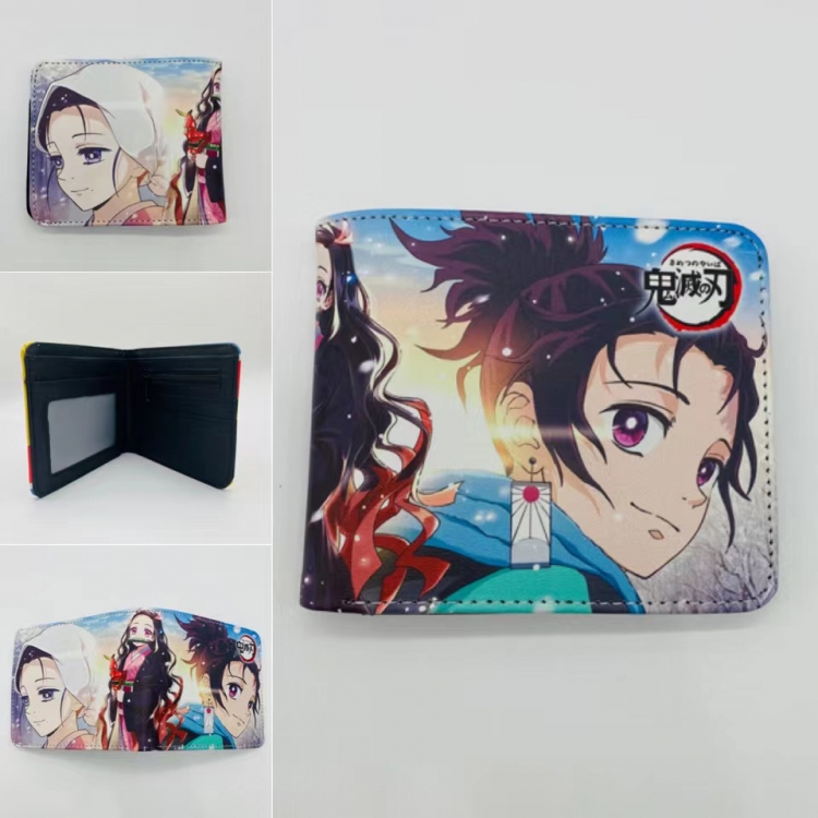 Demon Slayer Kimets Full color  Two fold short card case wallet 11X9.5CM