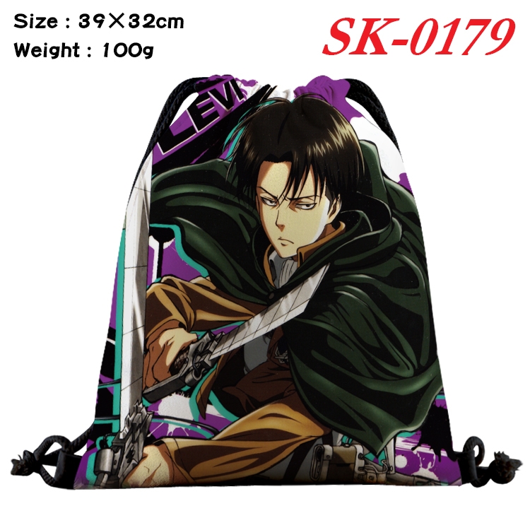 Shingeki no Kyojin cartoon Waterproof Nylon Full Color Drawstring Pocket 39x32cm SK-0179