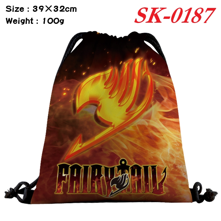 Fairy tail cartoon Waterproof Nylon Full Color Drawstring Pocket 39x32cm SK-0187