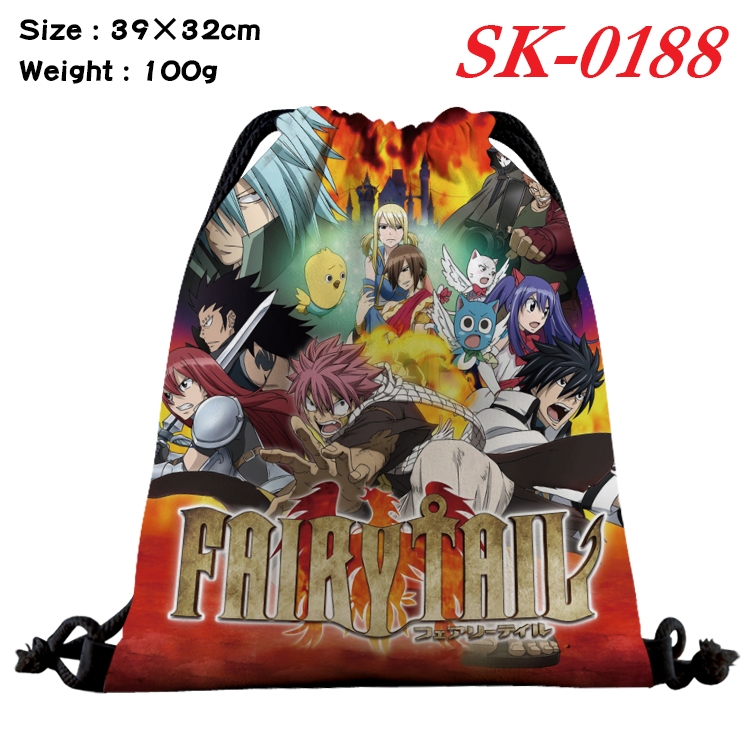 Fairy tail cartoon Waterproof Nylon Full Color Drawstring Pocket 39x32cm SK-0188