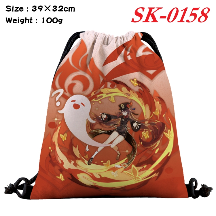 Genshin Impact  cartoon Waterproof Nylon Full Color Drawstring Pocket 39x32cm SK-0158