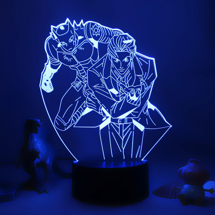 JoJos Bizarre Adventure 3D night light USB touch switch colorful acrylic table lamp BLACK BASE 1063