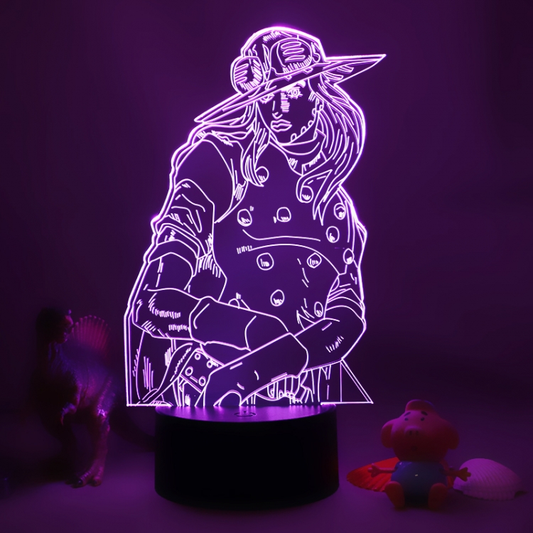 JoJos Bizarre Adventure 3D night light USB touch switch colorful acrylic table lamp BLACK BASE 1710