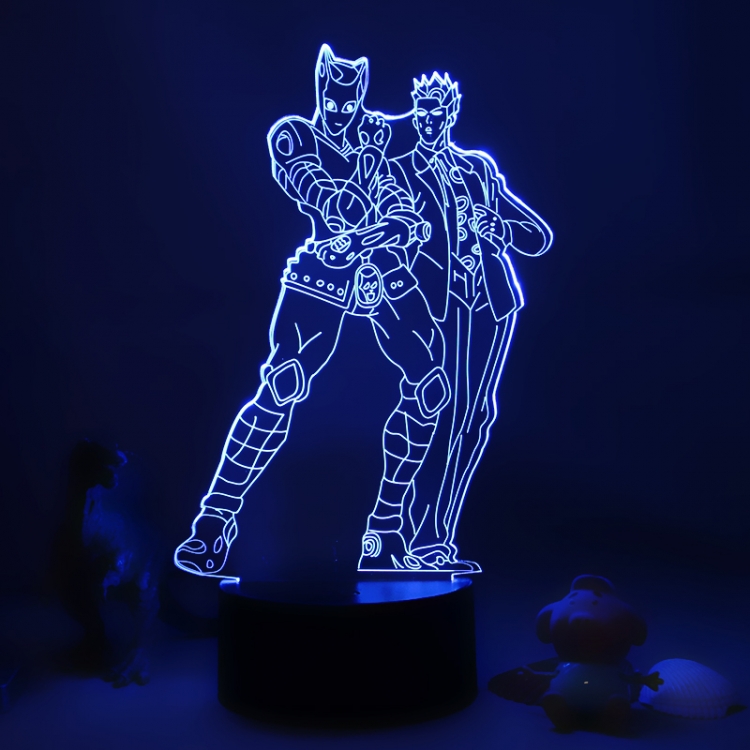 JoJos Bizarre Adventure 3D night light USB touch switch colorful acrylic table lamp BLACK BASE  1445