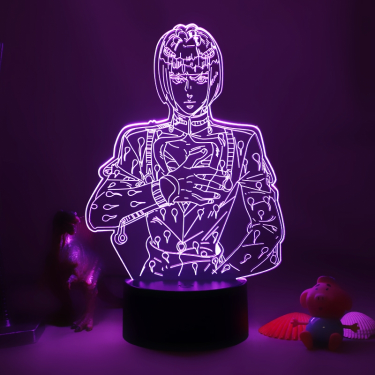 JoJos Bizarre Adventure 3D night light USB touch switch colorful acrylic table lamp BLACK BASE 1666