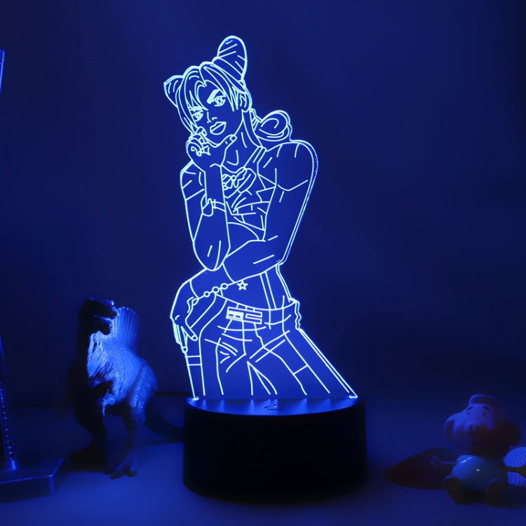 JoJos Bizarre Adventure 3D night light USB touch switch colorful acrylic table lamp BLACK BASE 1361