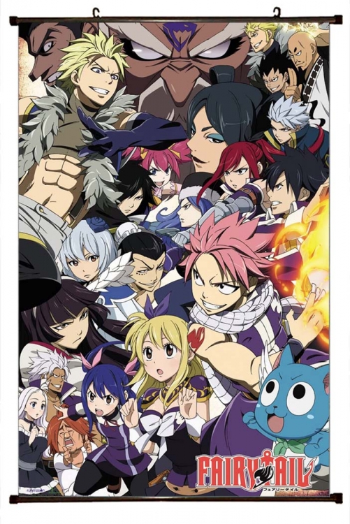 Fairy tail Anime black Plastic rod Cloth painting Wall Scroll 60X90CM Y2-66