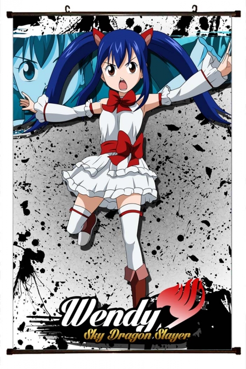 Fairy tail Anime black Plastic rod Cloth painting Wall Scroll 60X90CM  Y2-10