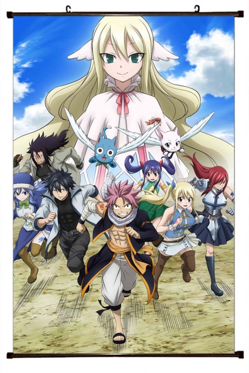 Fairy tail Anime black Plastic rod Cloth painting Wall Scroll 60X90CM   Y2-16
