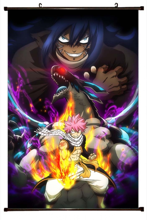 Fairy tail Anime black Plastic rod Cloth painting Wall Scroll 60X90CM   Y2-17