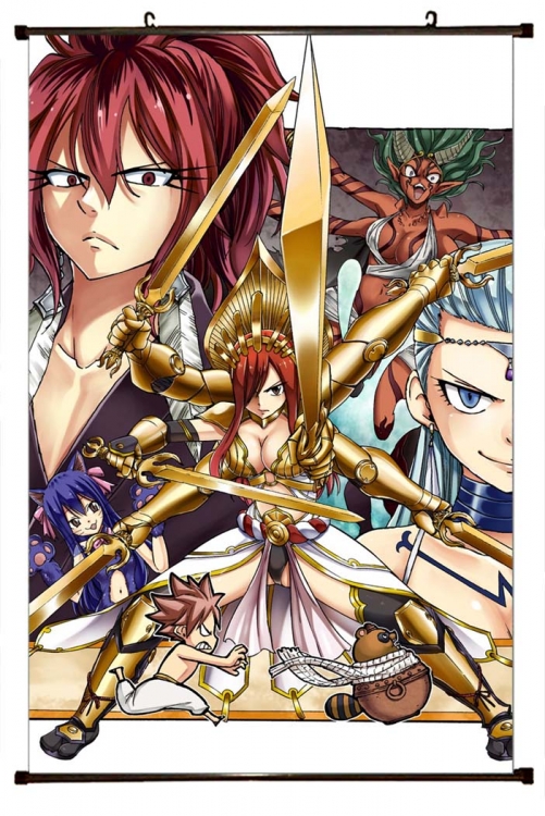 Fairy tail Anime black Plastic rod Cloth painting Wall Scroll 60X90CM   Y2-35