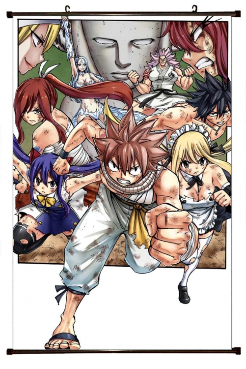Fairy tail Anime black Plastic rod Cloth painting Wall Scroll 60X90CM   Y2-37