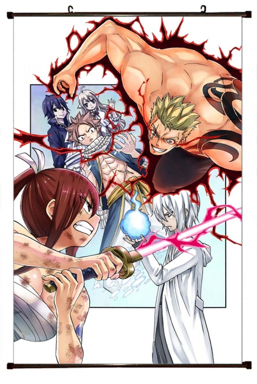 Fairy tail Anime black Plastic rod Cloth painting Wall Scroll 60X90CM Y2-27