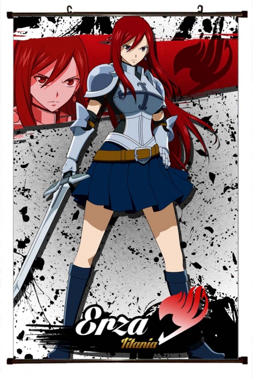 Fairy tail Anime black Plastic rod Cloth painting Wall Scroll 60X90CM  Y2-12